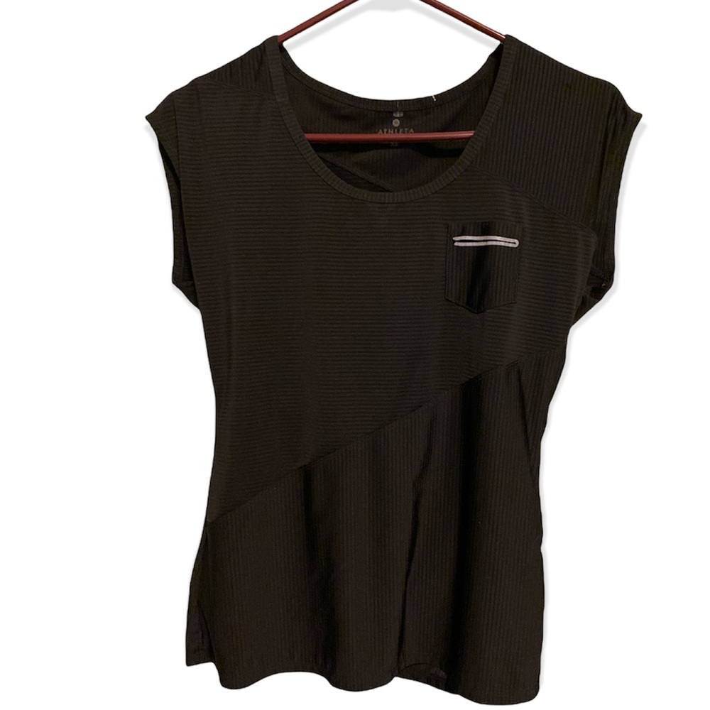 NWOT ATHLETA  ATHLEISURE TOP SIZE XS 2 TONE BLACK